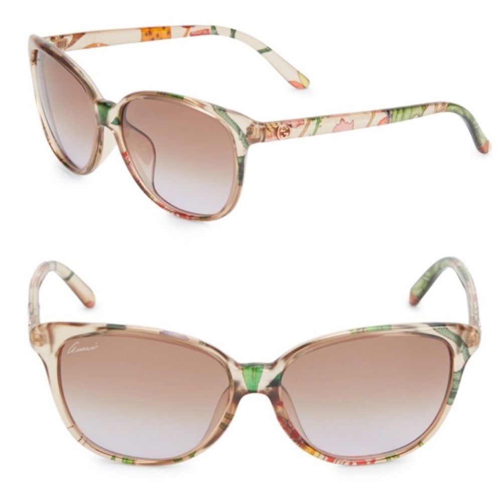 Gucci Women's Cat Eye Sunglasses Beige Floral
